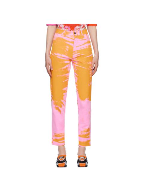 Pink & Orange Printed Jeans