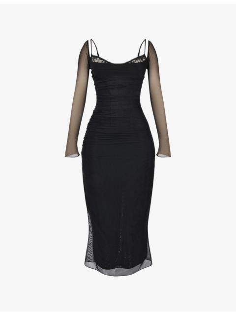 House of CB Katarina corseted stretch-woven maxi dress