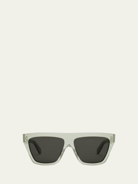 Logo Flat-Top Square Acetate Sunglasses