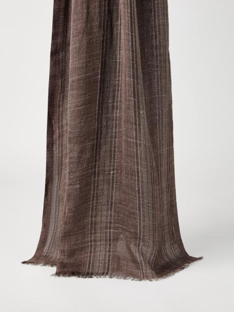 Brunello Cucinelli Silk and linen chevron scarf with stripes