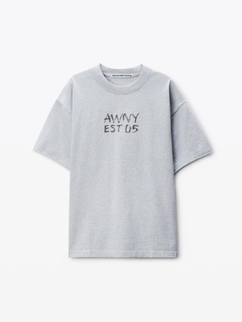 Alexander Wang Light Grey Cotton Boxy Logo T-Shirt