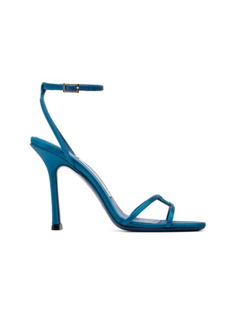 JIMMY CHOO Blue 1998 Leo 100 Satin Heeled Sandals
