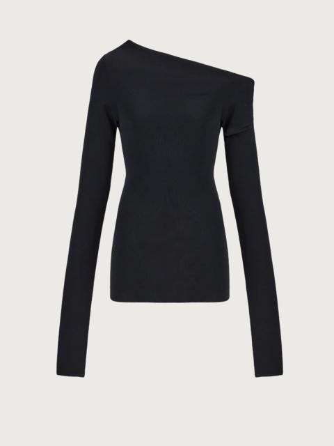 FERRAGAMO SWEATER WITH ASYMMETRIC COLLAR