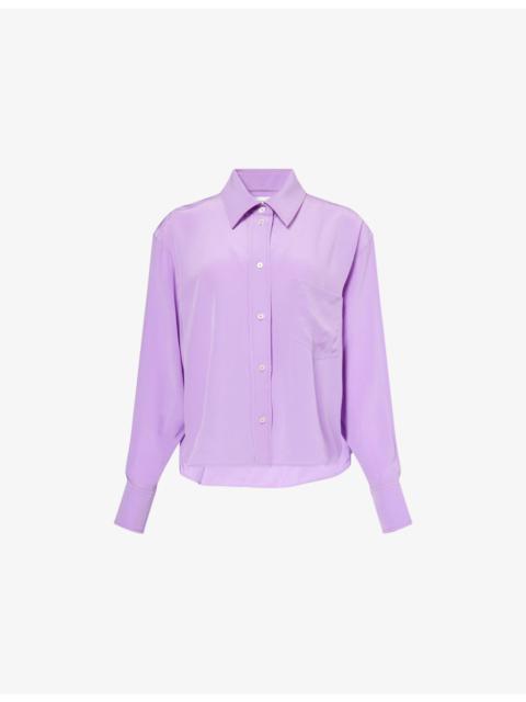 Victoria Beckham Cropped Long-Sleeves Silk Shirt