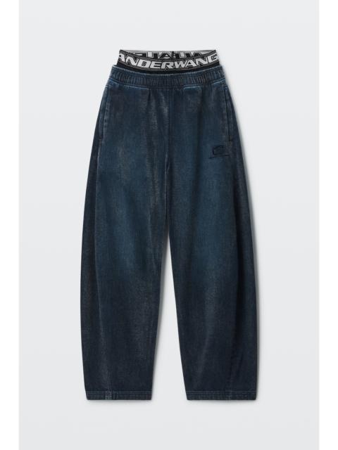 Alexander Wang brushed denim logo elastic sweatpant