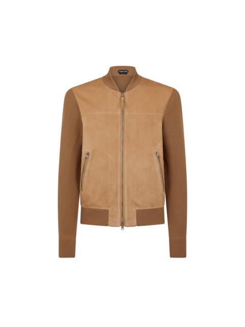 SUEDE FRONT MERINO ZIP THROUGH