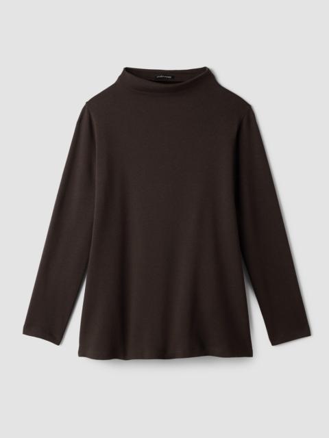 EILEEN FISHER Cozy Brushed Terry Hug Funnel Neck Long Top
