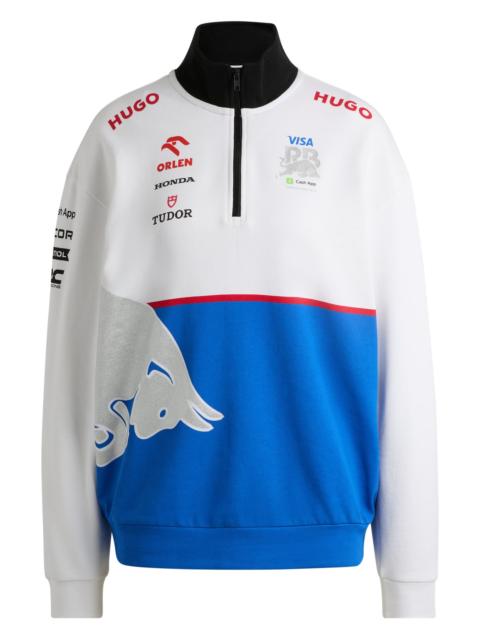 HUGO COTTON-TERRY ZIP-NECK FANWEAR SWEATSHIRT WITH SPECIAL BRANDING