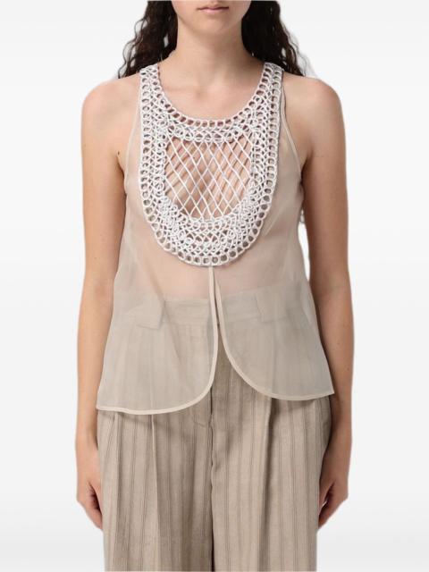 EMPORIO ARMANI macramé-insert tulle blouse