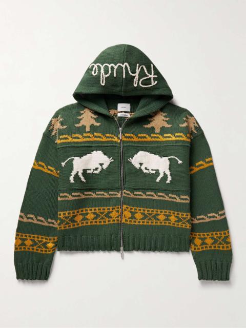 Rhude + Automobili Lamborghini Cotton-Blend Jacquard Hooded Zip-Up Cardigan