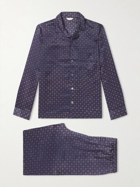 Derek Rose Brindisi 127 Camp-Collar Printed Silk-Satin Pyjama Set