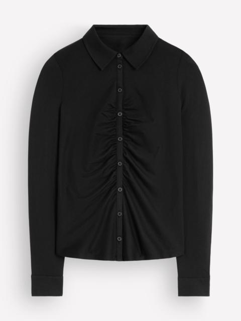 BODEN Supersoft Ruched Jersey Shirt-Black