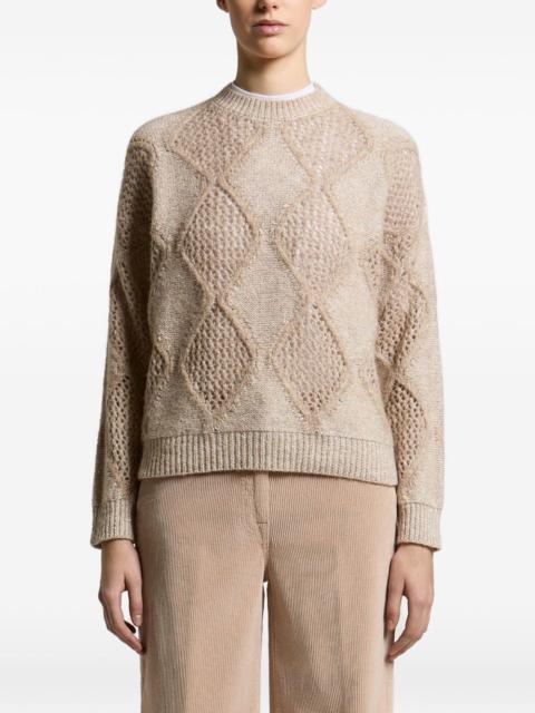 PESERICO argyle open-knit sweater