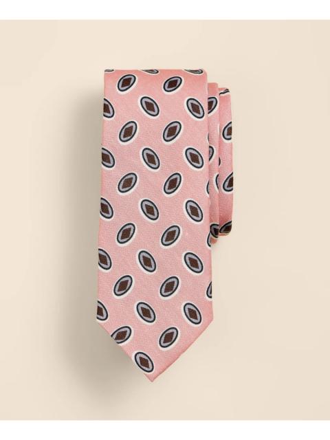 Brooks Brothers Silk-Linen Geometric Oval Tie