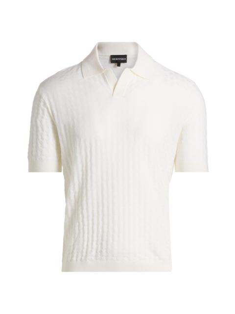 EMPORIO ARMANI Men's Tonal Basketweave Wool Sweater - Off White