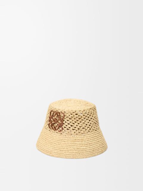 Loewe Anagram bucket hat in raffia and calfskin