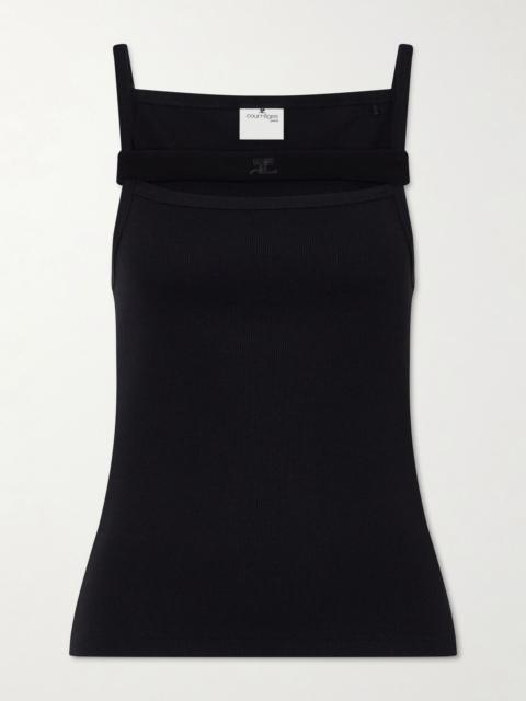 courrèges 90's ribbed cotton-blend jersey tank Black