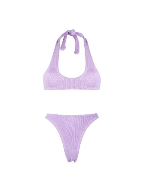 Reina Olga Pilou seersucker halterneck bikini