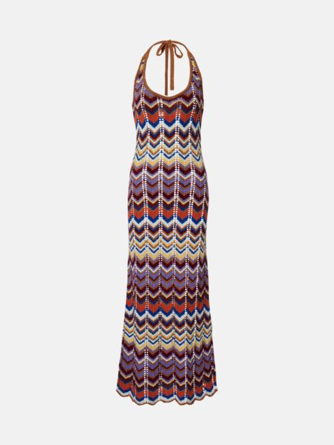 FAITHFULL Elisa chevron crochet cotton-blend maxi dress