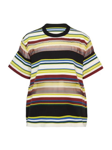 sacai Stripe Cotton Jersey T-Shirt