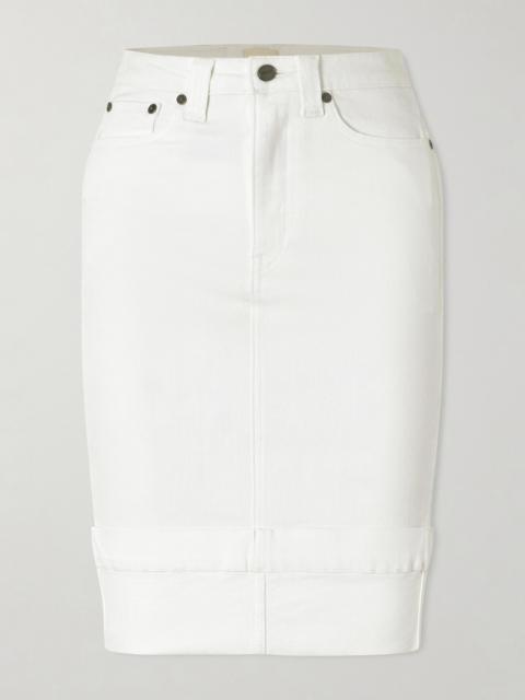 KHAITE Kendra Denim Midi Skirt