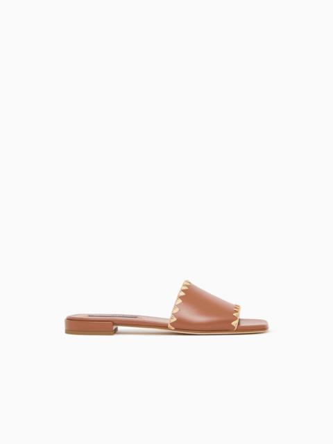 GIORGIO ARMANI LEATHER SANDALS WITH RAFFIA DETAIL