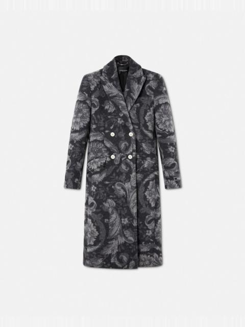 VERSACE Barocco Stencil Wool Long Coat