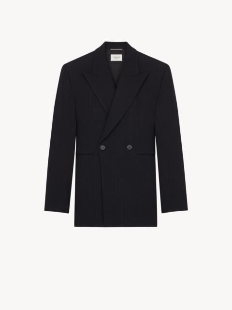 SAINT LAURENT DOUBLE-BREASTED JACKET IN GRAIN DE POUDRE