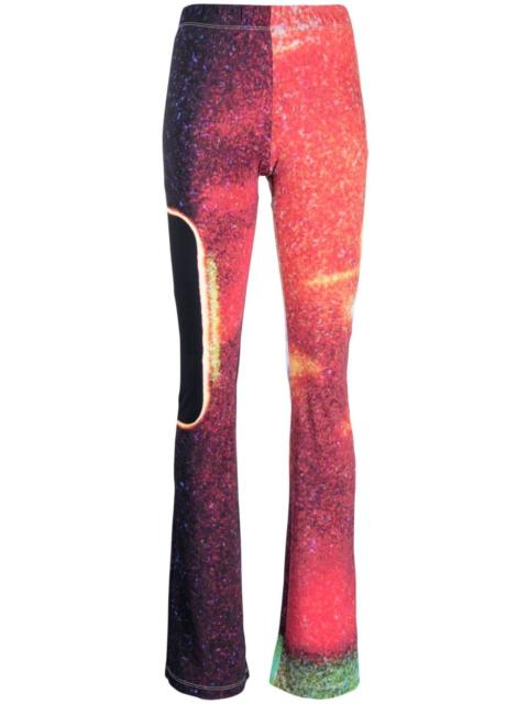 MM6 Maison Margiela abstract-pattern print flared trousers