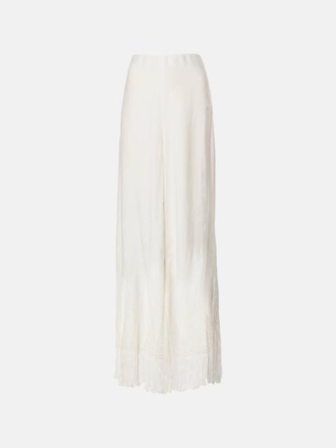 Fringed wide-leg pants