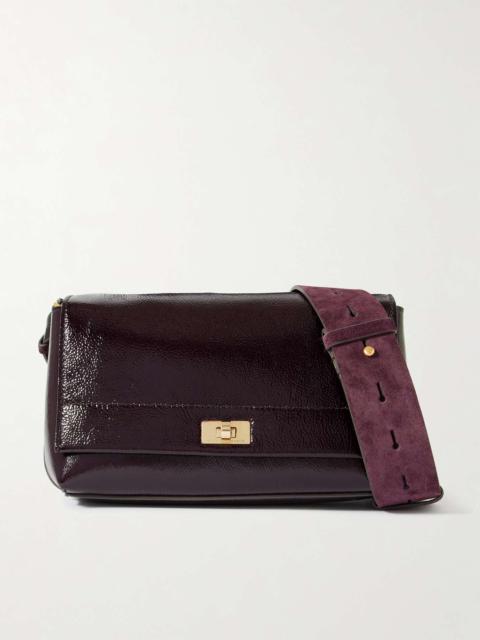 Anya Hindmarch Mortimer textured patent-leather shoulder bag Burgundy