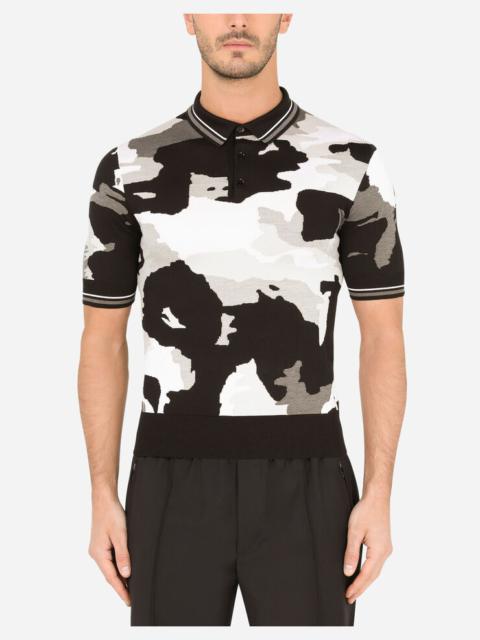 Dolce & Gabbana Silk polo shirt with camouflage inlay