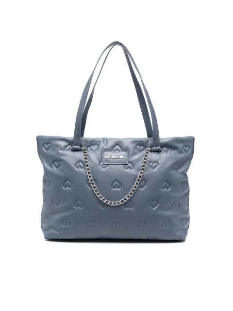 Moschino chain-detail logo-lettering tote-bag