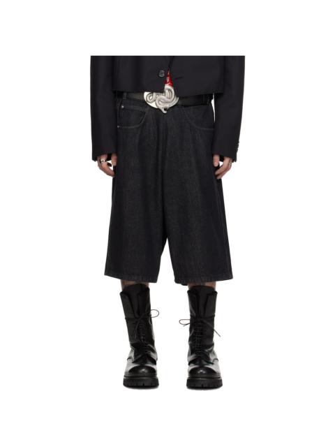 LU'U DAN Black Kriss Kross Denim Shorts