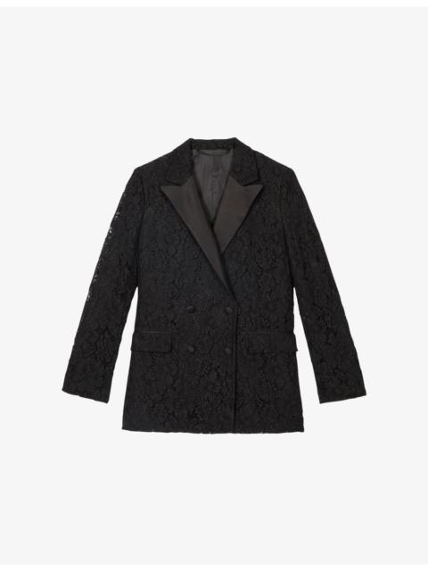 The Kooples Lace Notched-Lapel Woven Blazer