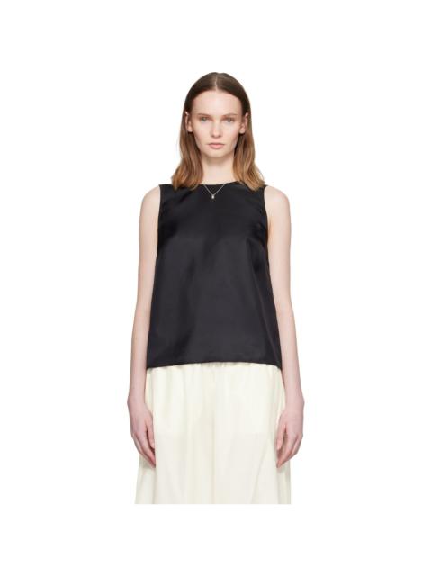Loulou de Saison Black Gema Sleeveless Silk Top
