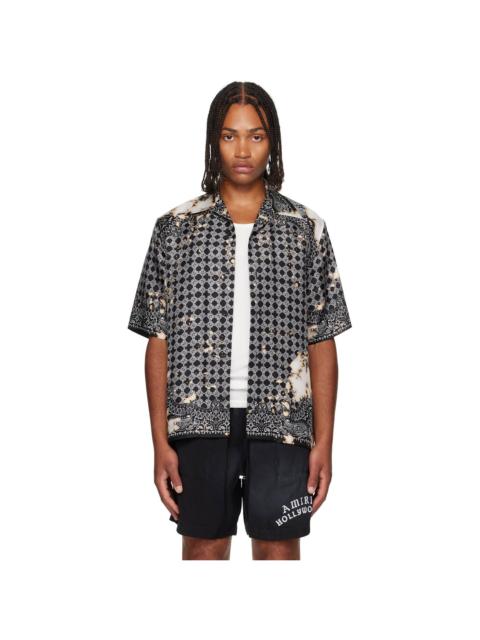 AMIRI Black Bleach Bandana Bowling Shirt