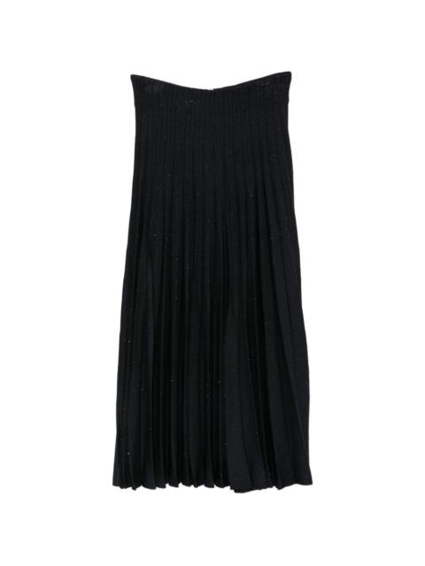 Balmain pleated sequin-embellished mid skirt