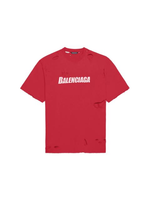 BALENCIAGA Balenciaga Caps Destroyed Flatground T-shirt Raspberry/White