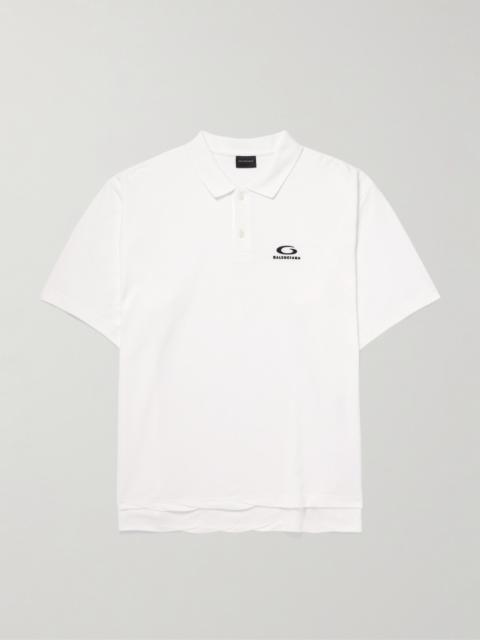 BALENCIAGA Logo-Embroidered Cotton-Piqué Polo Shirt