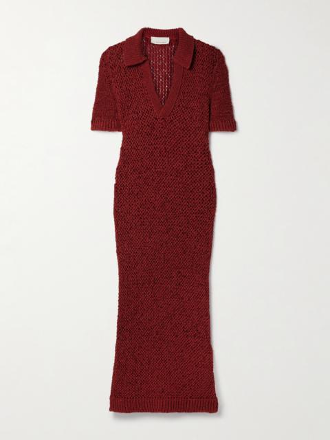 LIBEROWE Open-knit Organic Cotton-blend Maxi Dress