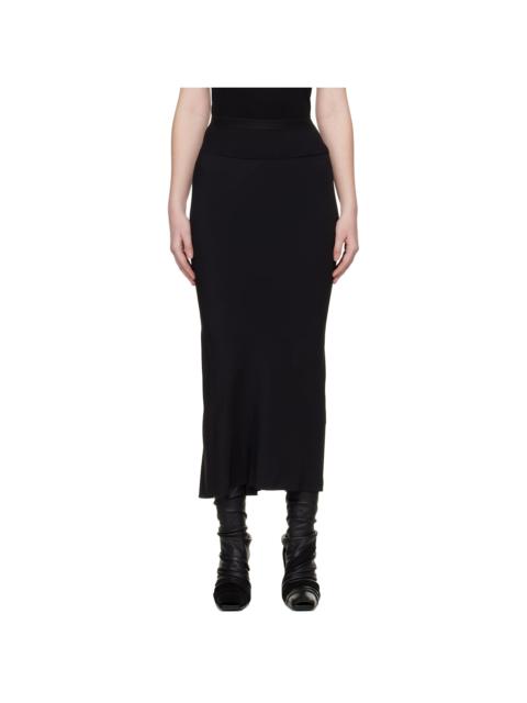 Rick Owens Black Temple Calf Bias Midi Skirt