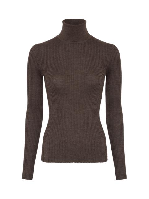 GABRIELA HEARST Peppe Turtleneck Wool-Silk Top brown