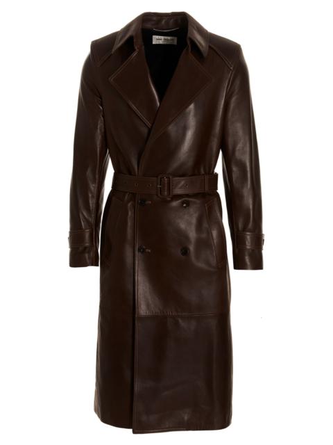 SAINT LAURENT Double-breasted leather trench coat