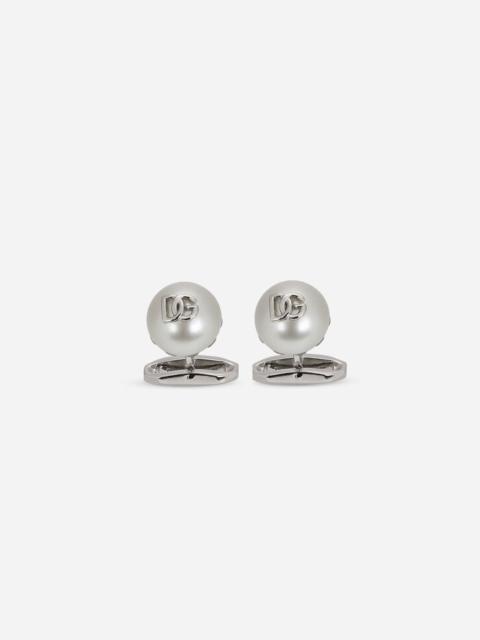 Dolce & Gabbana Cufflinks with pearl and DG logo