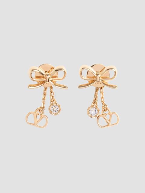 Valentino Women's VLogo Floc Earrings in Metal and Swarovski Crystals - Gold Crystal