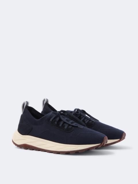 FEDELI Knitted suede-trimmed sneakers