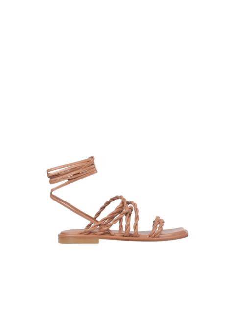 Stuart Weitzman Calypso lace-up braided leather flat sandals
