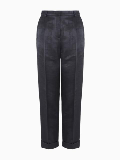 GIORGIO ARMANI Straight-cut, one-pleat trousers in fluid wool with a Prince of Wales check motif