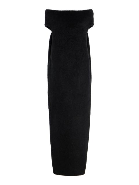 The Row Claudine Off-The-Shoulder Knit-Cashmere Maxi Dress grey